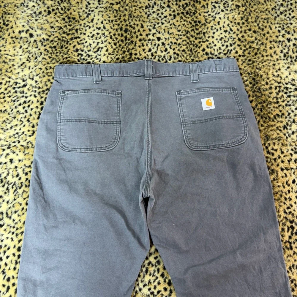 Carhartt Mens 40x30 Straight Fit Canvas Work Pants Gray Utility Rugged 1049